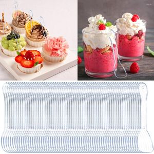 Posate usa e getta 100pcs dessert trasparente cucchiai di plastica mini degustazione per la festa di nozze tavolo da tavolo da casa rifornimenti per torta di compleanno