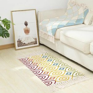 Bath Mats Bathroom Doormats Light Luxury Style Cotton And Linen Tassel Mat Bedroom Machine Washable Rug Water Absorption Non-slip Carpet