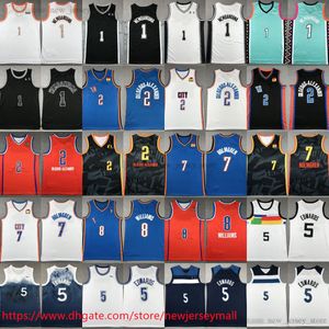 1 Victor Wembanyama Jersey Basketball 7 Chet Holmgren 5 Anthony Edwards Jerseys sydd Jalen Williams Mikal Bridges andningsbara sportvitt svart hem borta blått