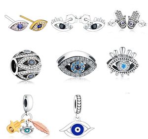 925 Gümüş Fit P Charm 925 Bilezik Bilezik Neckalce 925 STERLING Gümüş Bagaj Türkiye Mavi Kötü Göz Zirkonya Boncuk Takımları Set Kolye Diy İnce Boncuklar Mücevher1037509