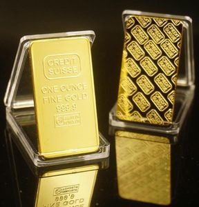 Handicraft Collection 1 oz 24k Gilded Credit Suisse Gold Bar Bullion mycket vacker affärsgåva med olika serier nummer4179591