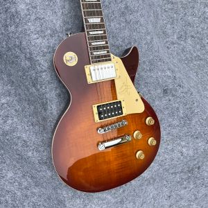 Gitar Klasik Marka LP Elektro Gitar, Mahogany Masif Ahşap, Zarif Tiger Desen Yüzeyi, Rahat His, Ev için Ücretsiz Teslimat.
