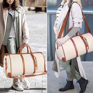 Storage Bags Faux Leather Travel Tote Capacity Waterproof Bag With Internal Straps Detachable Garment Duffle Shoe For Organized