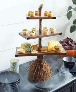 Diğer Bakeware Cupcake Stand Tutucu Tatlı Kek 3 Katmanlı Servis Tepsisi Ekran Yeniden Kullanılabilir Pasta Tabağı Cadılar Bayramı Tatil Partisi 4098056