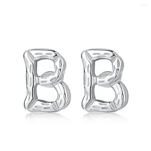 Stud Earrings Foreign Trade Product S925 Sterling Silver English Letter B Women's Trend Versatile Ear Jewelry