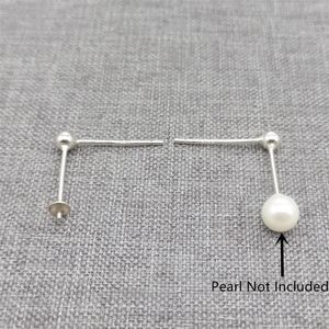Stud Earrings 4prs Of 925 Sterling Silver Ball Earring Post W/ Cup And Peg For Pearl