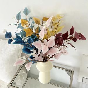 Kwiaty dekoracyjne sztuczny jedwabny eukaliptus pozostawia długą gałąź kolorowe pojedyncze rośliny aranżacja przyjęcia weselna dekoracja domu 52 cm