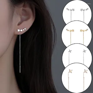 Dangle Earrings 1pair Long Wire Tassel Thread Chain Climb Star Heart Beads Pendants Drop Women's Straight Hanging Earings Jewelry