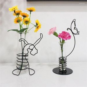Vaser glas teströr vas stöd hållare blomma sovrum badrum skrivbordsdekoration