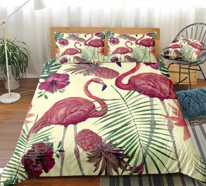 Bedding Sets Set Flamingo Conjunto Tropic Pineapple Duvet Capa Camas de frutas Têxteis caseiros Microfiber para crianças meninas meninas colchas