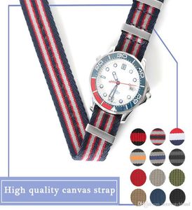 Strapy dla Omega Sea 007 Master Blue Sports Pasek 20 mm z logowatch 27 cm Nylon Watchband6702580