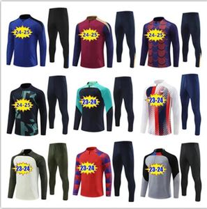 Crianças 24 25 Half Zippe Jacket Jacket Futebol Treinamento Treinamento Men Soccer Chandal Futbol Ansu Fati Memphis Chandal Runging Sobreviver