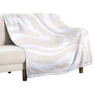 Cobertores Redeirçar líquido Modern Abstract Pattern em Light Ecru Bege e White Throw Blanket Travel Gifts Christmas Dins Thins