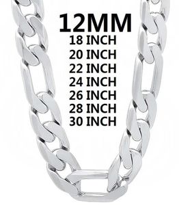 Łańcuchy Solidny 925 Srebrny naszyjnik dla mężczyzn Klasyczny łańcuch 12 mm kubański 1830 cali urok wysokiej jakości biżuteria modna ślub 9429720