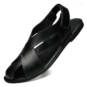 Sandálias que vendem homens romanos Black Brown Walking Beach Shoes para o homem Plus Tamanho 47 Couro Mens Mens