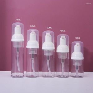 Flytande tvåldispenser 30-60 ml tryckpump skummande flaska plast transparent för resemousse ansiktsrengöringsmjölkschampo