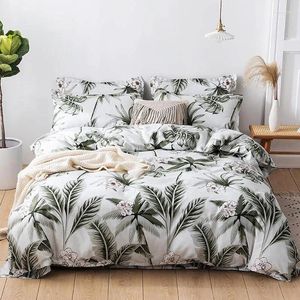 Set di biancheria da letto Foglie tropicali verdi Copertina di letti a stampa geometrica Set di piumini per bambini e piumini con pioggia