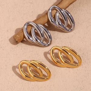 Tarnish Free Jewelry Circle Cross Stud Earrings Gold Plated Jewelry Stainless Steel Earings Jewelry Women Wholesale