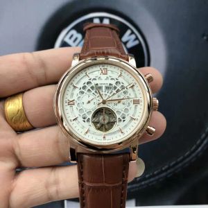 Fashion Männer beobachten Mode 42-mm-Zifferblatt echtes Lederband Automatisch mechanisch alle Untertätigkeit