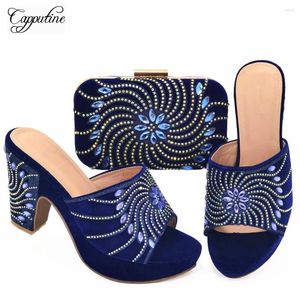 Scarpe vestiti blu donna plartform e borsa africane signore pannelli estivi match con tacchi alti set borse