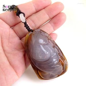 Pendant Necklaces Real Natural Agate Hand Carved Fish With Long Necklace Crystal Original Skin Ore Animal Figurine Crafts Decor Gift BE114