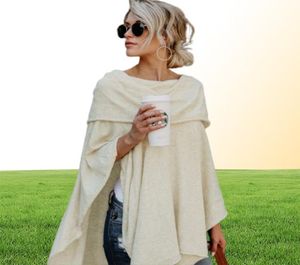 Bahar Sonbahar Asimetrik Sweater Kadın Poncho Külot Kazak Asimetrik Kaplamalı Katı Giyim Bayanlar Günlük Sonbahar Tops3318650