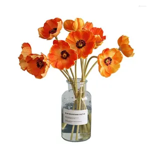 Dekorativa blommor 10st pu anemone bukett 35 cm hembord antumn dekoration bröllop orange konstgjord blommor blommig evenemang parti display -