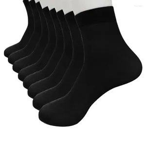 Men's Socks 4/8 Pairs Ultra-Thin Breathable Men Comfortable Bamboo Fiber Summer Black Casual Solid Color Middle Tube Sock