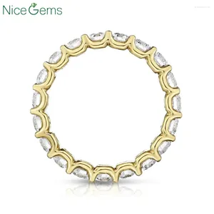 Cluster Rings NiceGems 14k 585 Yellow Gold 1.4CTW Lab Grown Diamonds Round Brilliant Full Eternity Wedding Band "Scallop" Set For Daily Wear
