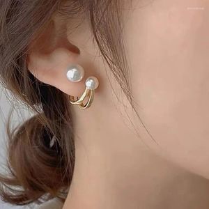 Dingle örhängen elegant par av 5-8 mm sydsjön perfekt rund vit pärla örhänge 925s smycken för kvinnor silver