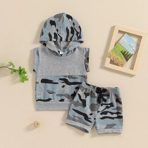 Giyim Setleri Citgeesummer Toddler Bebek Erkek Şort Seti Kamuflaj Kapşonlu Yelek Elastik Bel Kıyafet Giysileri