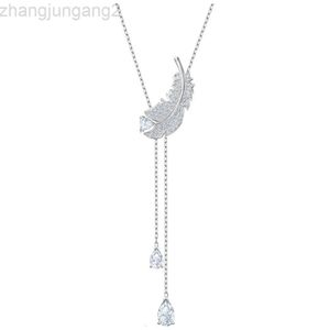 Designer Swarovskis Jewelry Shi Jia 1 1 Original Template Y-shaped Mysterious Full Diamond Feather Tassel Water Drop Necklace Female Swallow Collar Chain