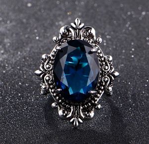 Big Peacock Blue Sapphire Rings for Women Men Vintage Real Silver 925 Jewelry Ring Anniversary Party Gifts4344106