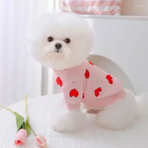 Dog Apparel Heart Hoodie kläder söt liten för hundkläder husdjur kläder söta vårens höst Yorkies tryck rosa tjej ropa para perro