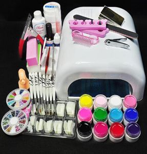 Ny ankomst White Lamp 12 Color UV Gel Nail New Pro 36W UV Gel Nail Art Tools Set Kits4719648