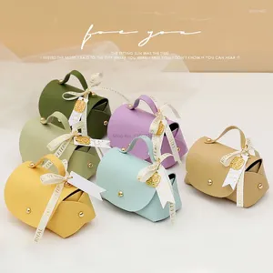 Gift Wrap Leather Solid Color Packaging Bags With Handles Cosmetic Box Baby Shower Thanks Bag Wedding Small Boxes For Gifts