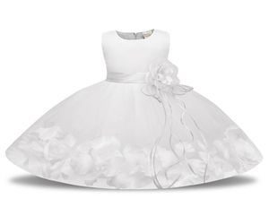 Pink Red Blue Mesh Flower Girl Dress for Weddings Infant Ball Gown First Communion Baptism White Baby Dress for Christening1359274