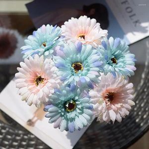 Flores decorativas 7pcs Artificial Hyacinth African Daisy Dandelion Ploth Party Wedding Hand Buquet Decoração em casa