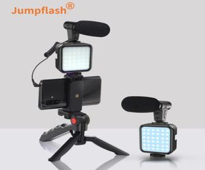 Jumpflash Tripod Holder Vlogging Kits Live Selfie LED Fill Light Integration with Remote Control Microphone for YouTube 2206213853