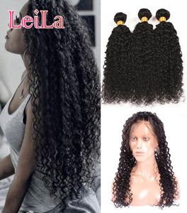 Peruvian Human Hair Kinky Culry 3 Bundles With 360 Lace Frontal Pre Plucked Kinky Curly 4 Pieceslot Leilabeautyhair4023571