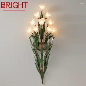 Wall Lamps BRIGHT American Style Countryside Lamp French Pastoral LED Creative Flower Living Room Bedroom Corridor Home Decoration