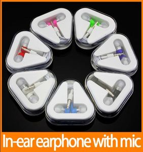 In ear earphone for samsung iphone ipod mp3 35mm with mic hand Headset Earphone with crystal box1950895