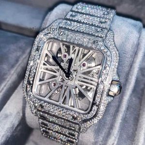 Горячая распродажа Montre Luxe Original Skeleton Full Iced Out Moissanite Men Watch Designer Movement Watches высококачественные роскошные бриллианты часы dhgate new