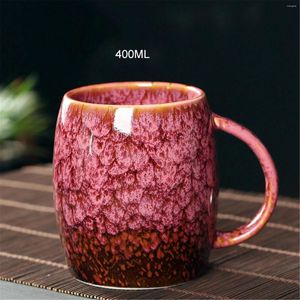 Muggar Retrougn Byt glaserade keramiska kreativa kaffemjölk mugg stor kapacitet enkel tekopp hushåll par vatten kopp 400 ml