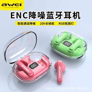 Awei's 2023 New Wireless Bluetooth Headphone Technology with Translucent HIFI Sound Effects in Ear, Fashionable and Beautiful