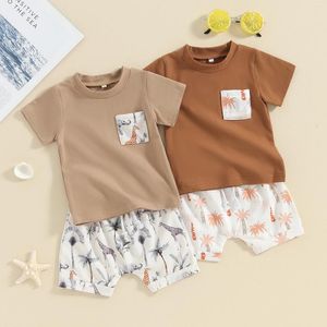 Set di abbigliamento Focus Norm 0-3 anni Summer Casual Toddler Boys Outfit T-shirt con stampa a manica corta e pantaloncini elastici