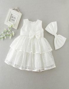 3 to 24 months baby flower Girl bows lace dresses summer white red kids clothes lovely retail wedding Christmas clothing R1AM710DS4468152