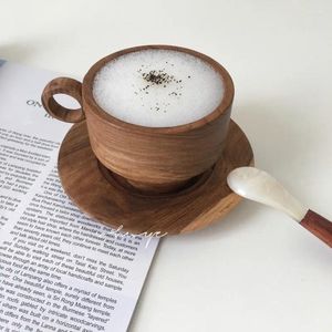 أكواب الصحون الأصلية INS Vintage Teak Coffee Cuc Disc مجموعة Wood Latte اليابانية متعاقدة أدوات مائدة مختلفة