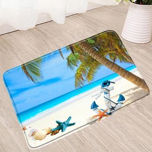 Bath Mats Beach Mat Ocean Scenery Non-Slip Coconut Tree Front Door Carpet For Bathroom Toilet Products Pad Foot Pedal Home Decor