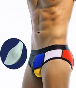 2020 Contrast Color Man Swimsuits Push Up Pouch Pad Sexy Men Swimwear Sunga Mens Swim Briefs Swimming Suit Surf Bath Suits Wear5772733